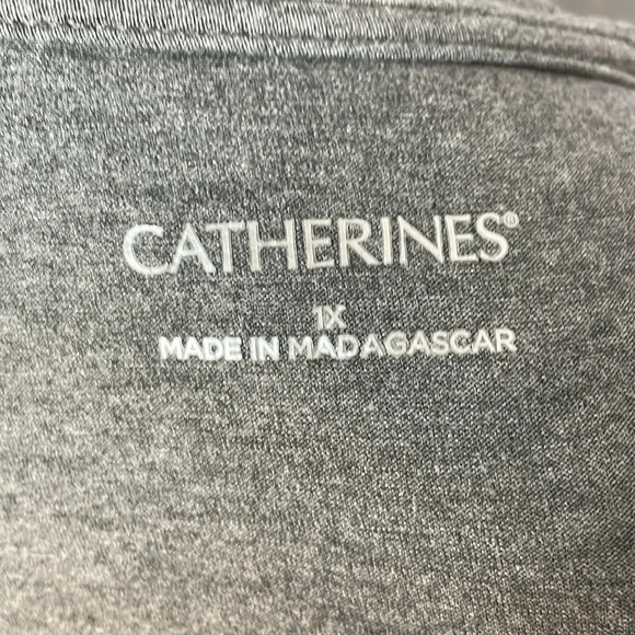 Catherines Women’s 1X 3/4 Sleeve Gray Embellished Stretch Floral Tunic - Picture 6 of 8